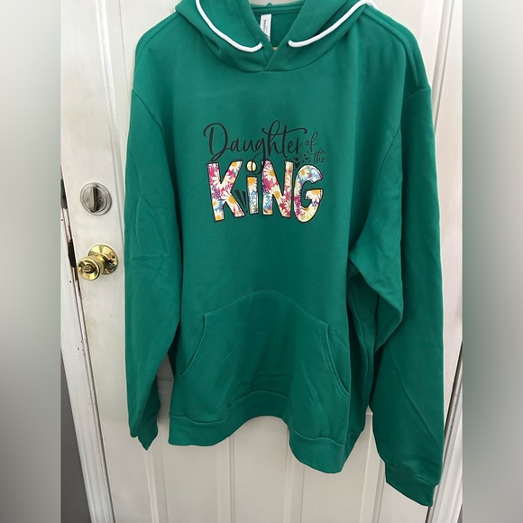 Bella Canvas Sweaters - Bella+Canvas Emerald Green Hoodie with White Drawstrings